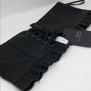 J.o.a. Leather laced crop top bandeau black med